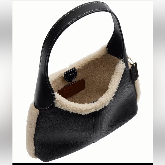 Coach - Shearling Brooklyn 28 NWT - Black Leather & Shearling w/Removable Pouch - Picture 12 of 14